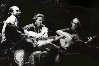 Paco de Lucía performing with Al Di Meola and John McLaughlin