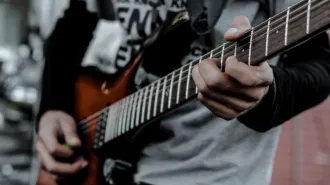 Guitar Playing Gray T-Shirt