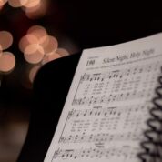 Silent night sheet music christmas tree